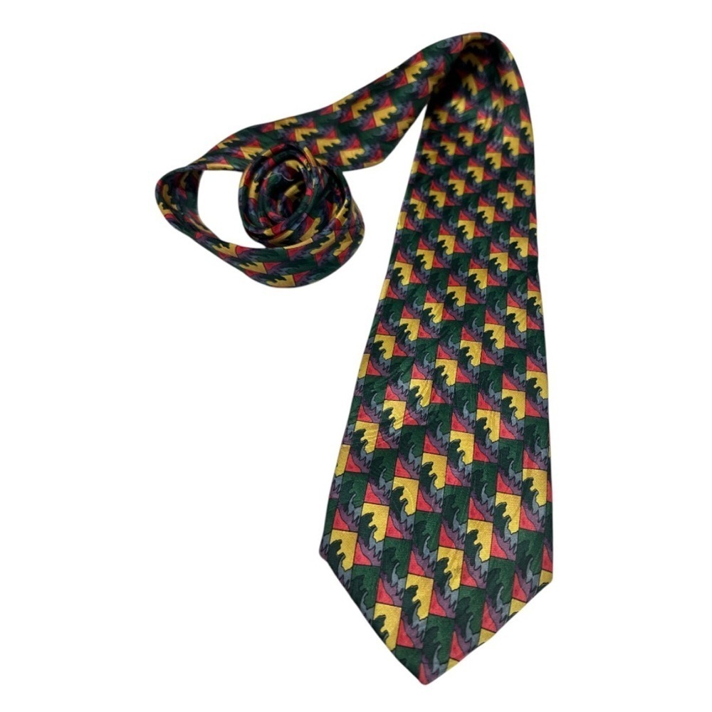J. Garcia Red and Yellow Tie with Stripes